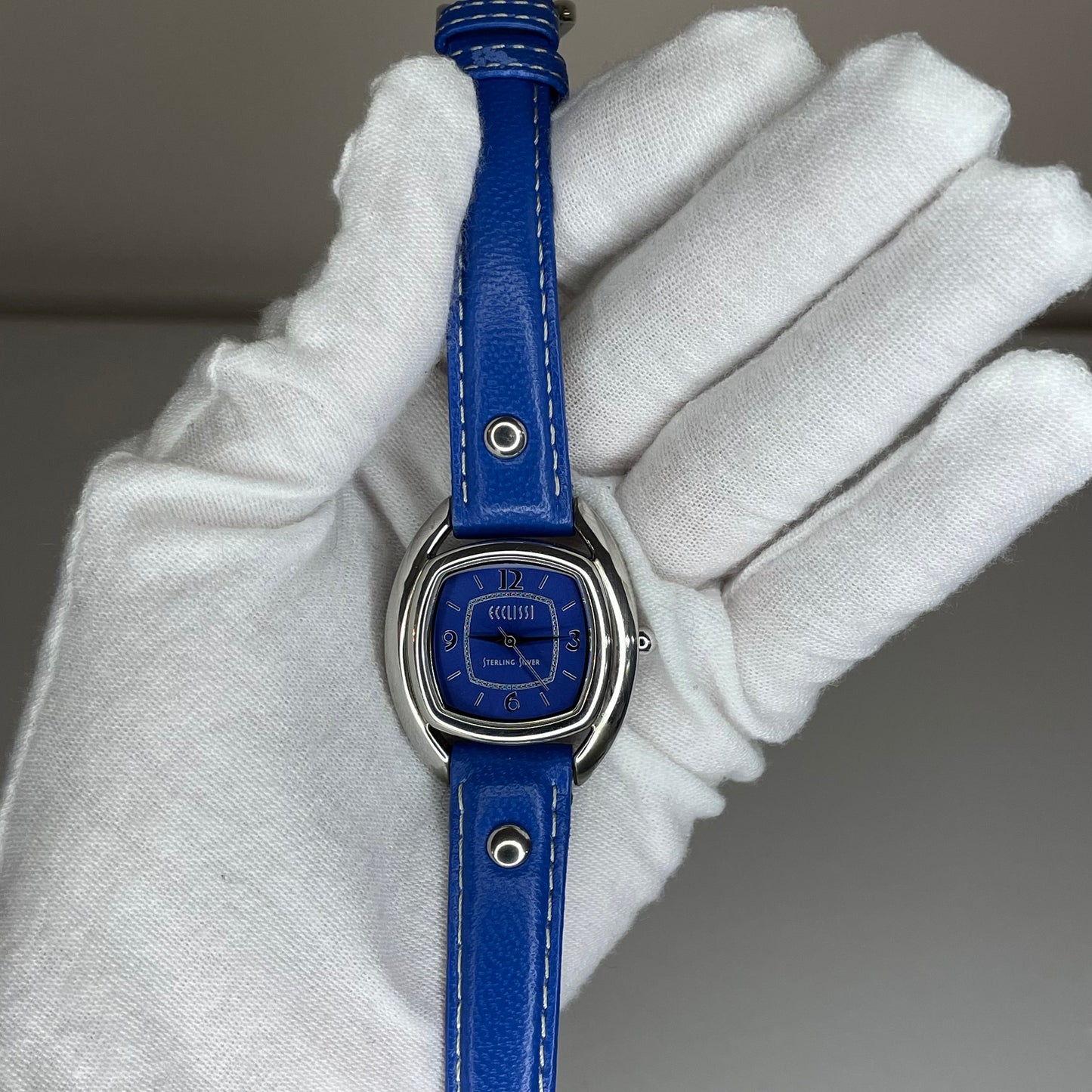 Reloj de plata maciza Ecclissi Sterling Silver 925 / Caja y hebilla de plata AZUL ÚNICO