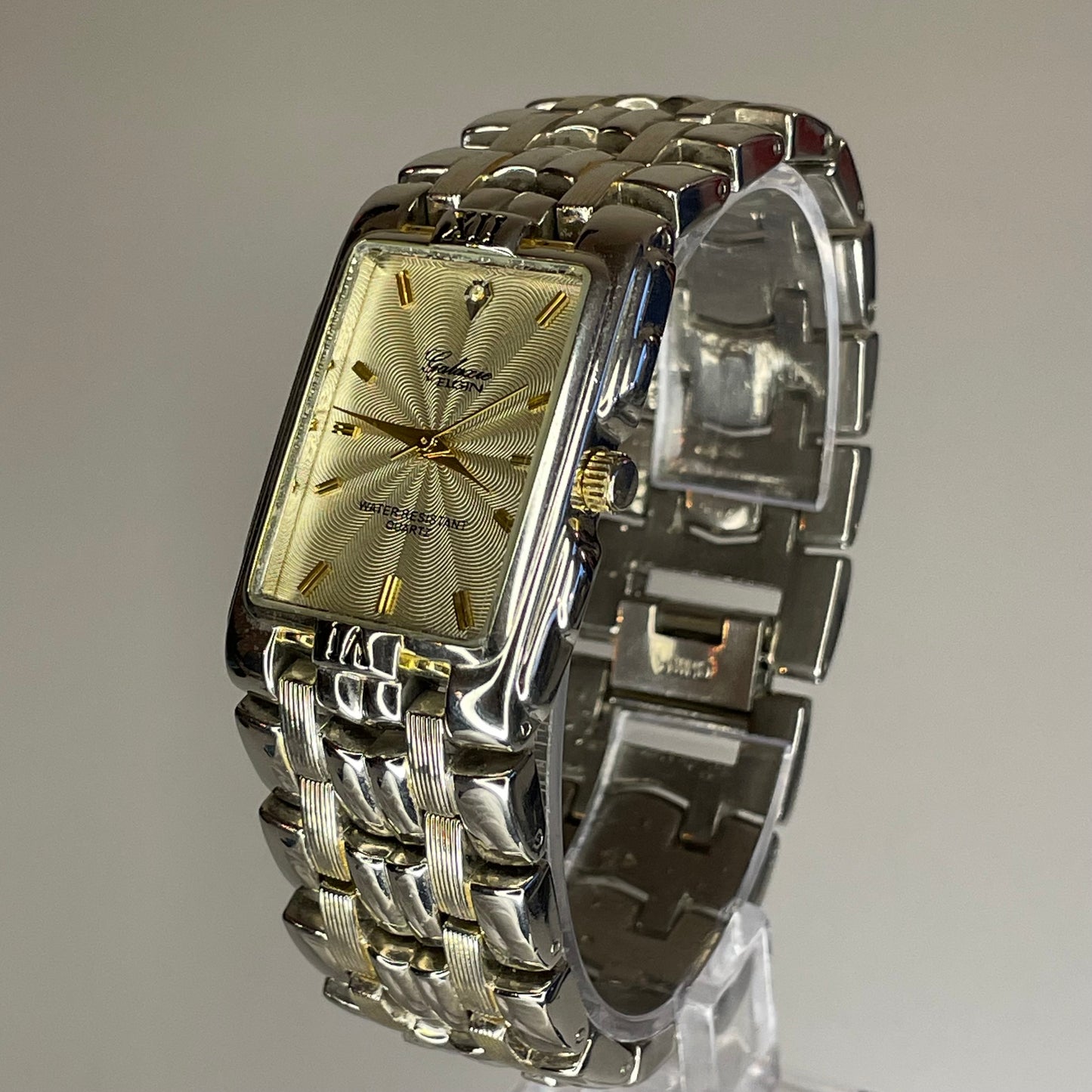 Reloj joya ancho de mujer Galaxie by Elgin Años 90´s Dial concéntrico Arte Óptico