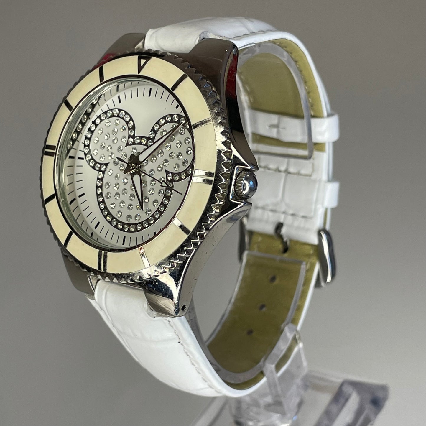 Reloj de mujer grande Disney Parks Mickey Mouse Dazzling White Año 2010 ESCASO