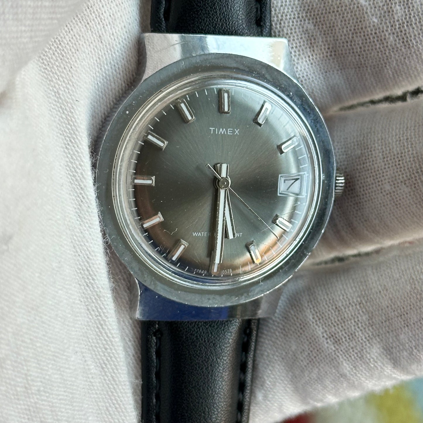 Reloj TIMEX Mecánico Hombre 1979 Dial Gris Sunburst 38mm ÚNICO