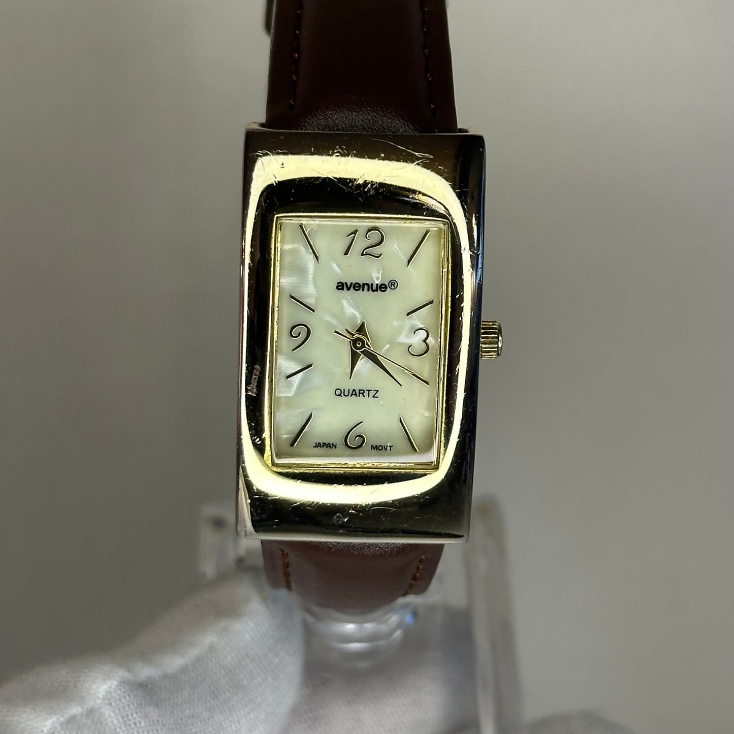 Reloj Avenue Quartz Mujer Japan Movt Rectangular Nacarado 90s