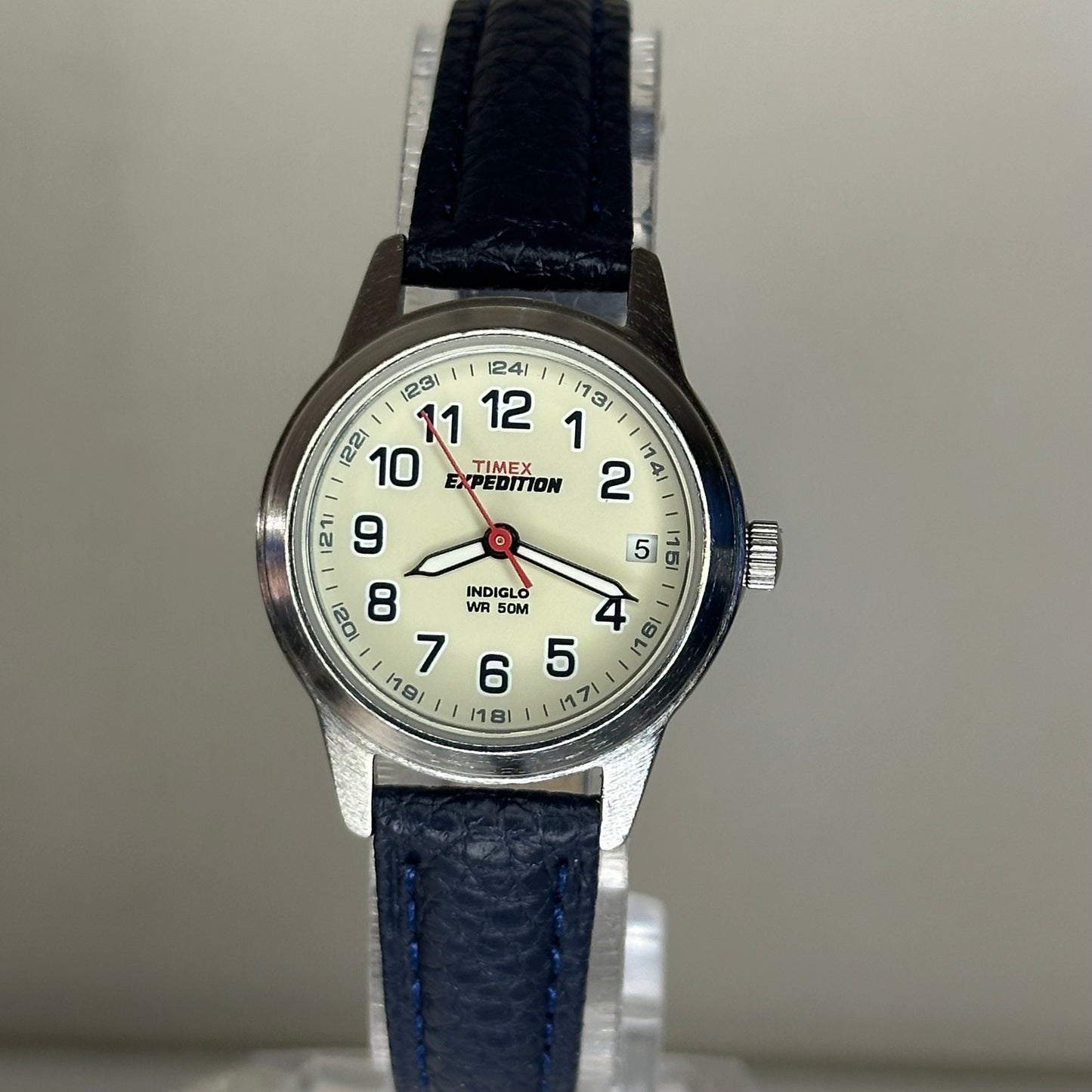 Reloj Timex Expedition Mujer S6 NOS (junio 2008) Indiglo 27 mm Esfera crema