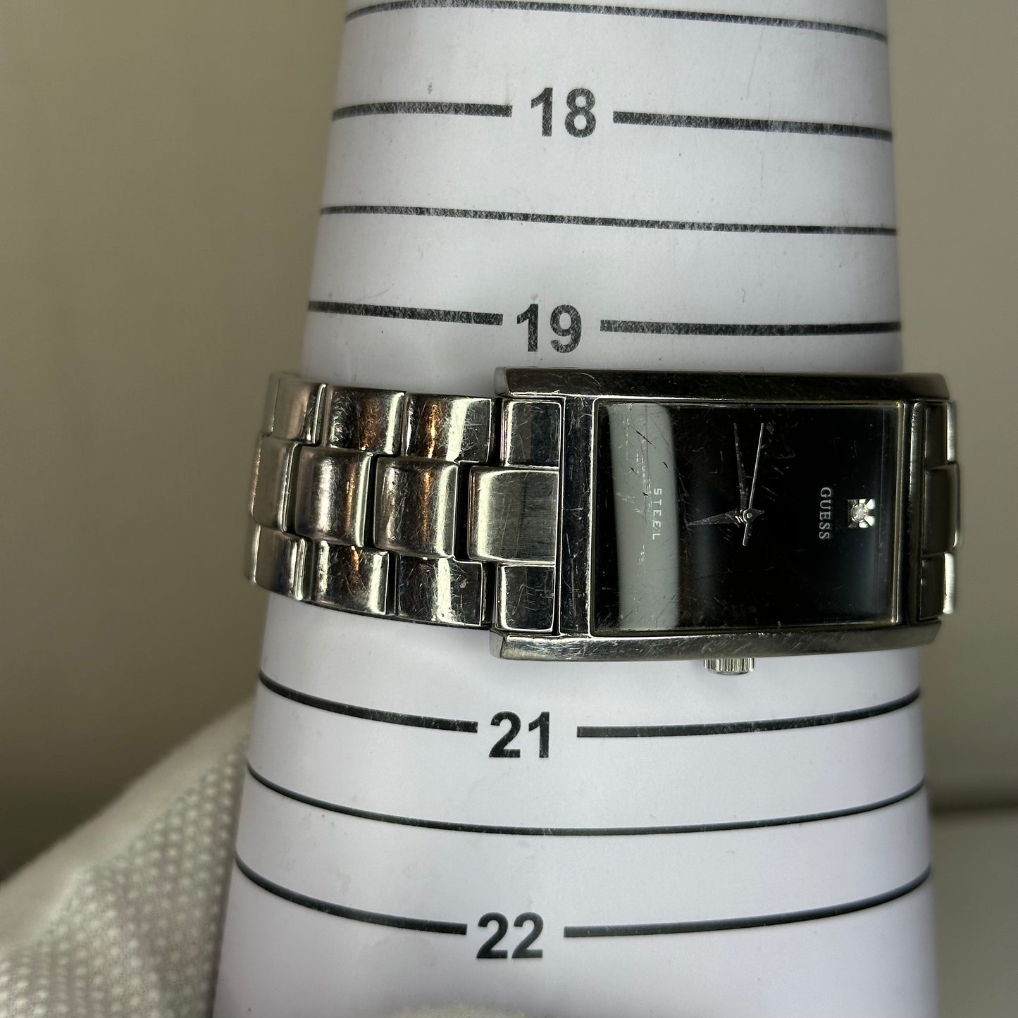 Reloj Grande Guess Steel Hombre Diamond Dial Rectangular 2006 Muy Escaso LEER