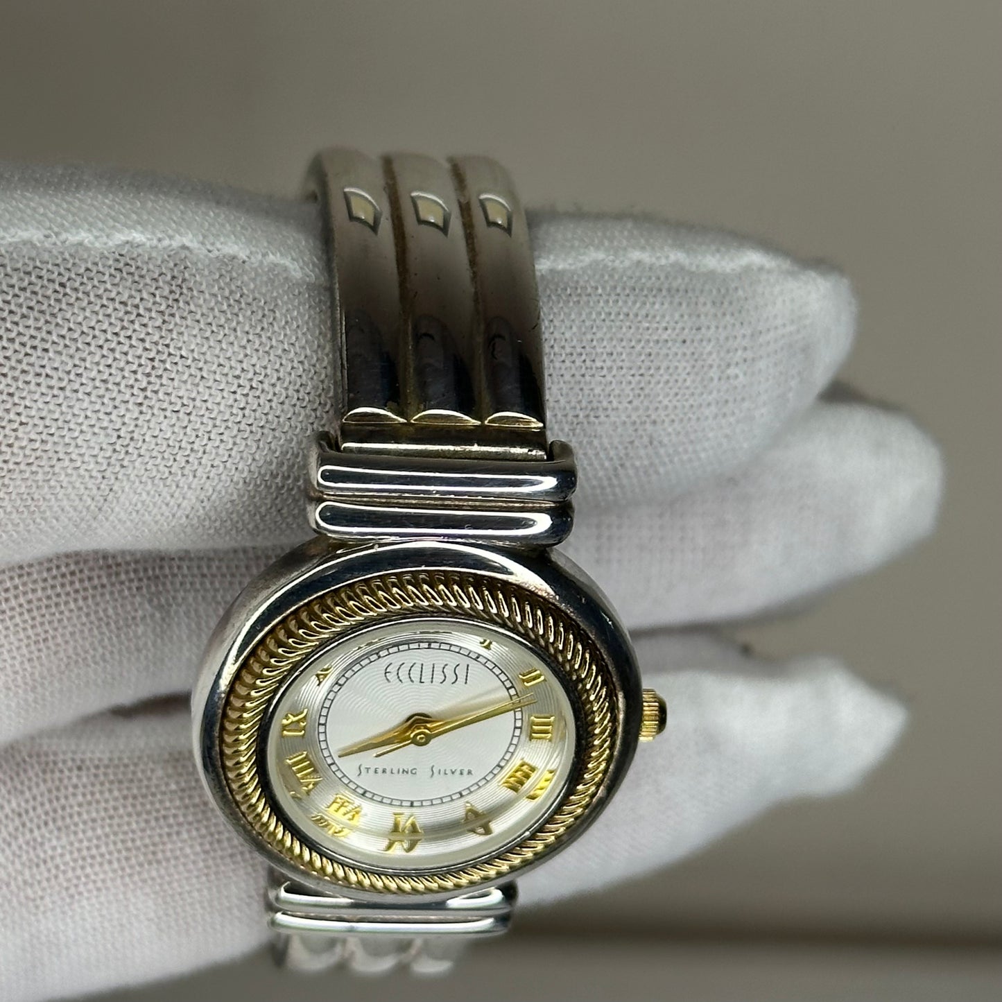 Reloj joya Ecclissi de plata real con brazalete de plata 925 Bicolor Año 1998
