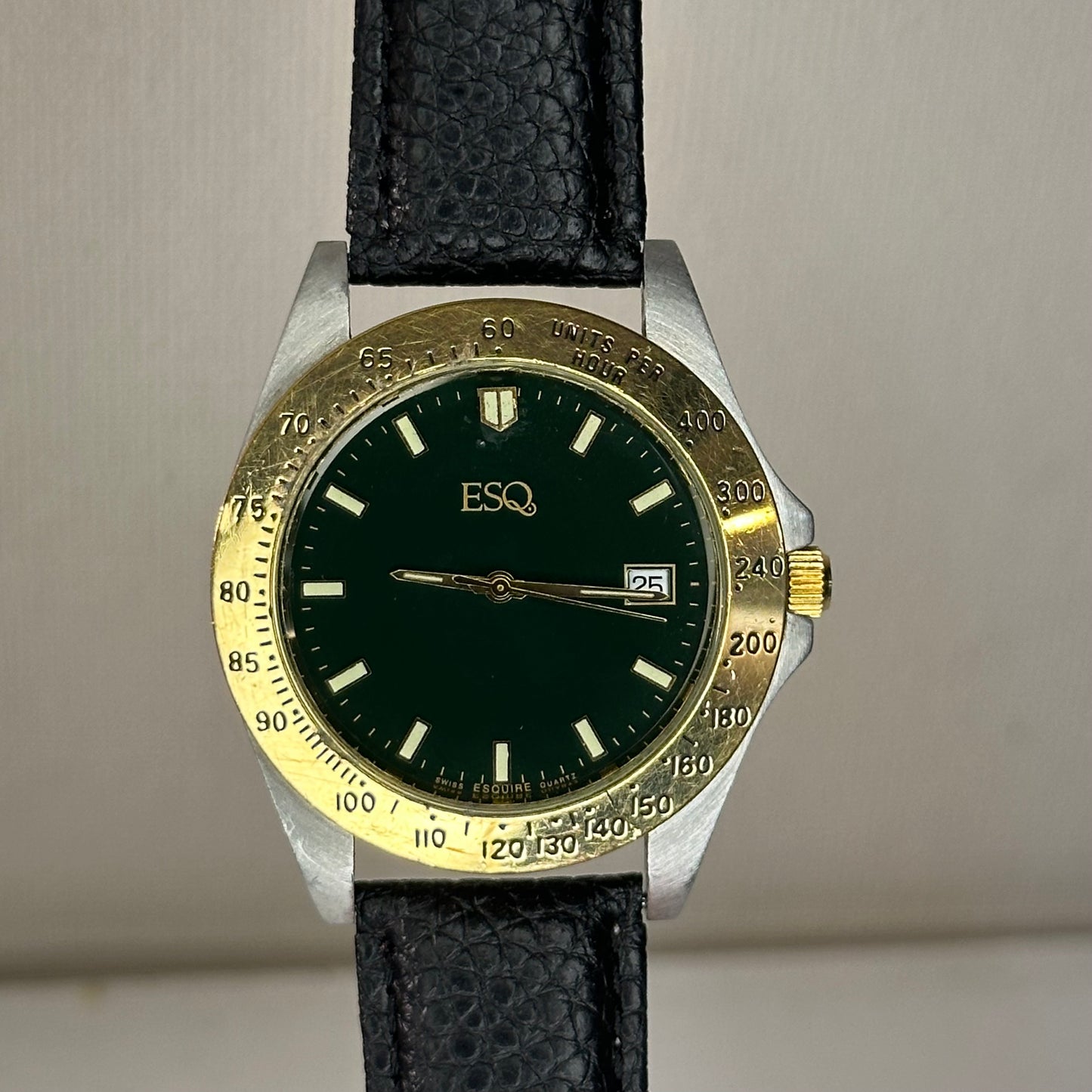 Reloj ESQ by Esquire Hombre Quartz Swiss Bicolor Verde 42 mm 1992 LEER