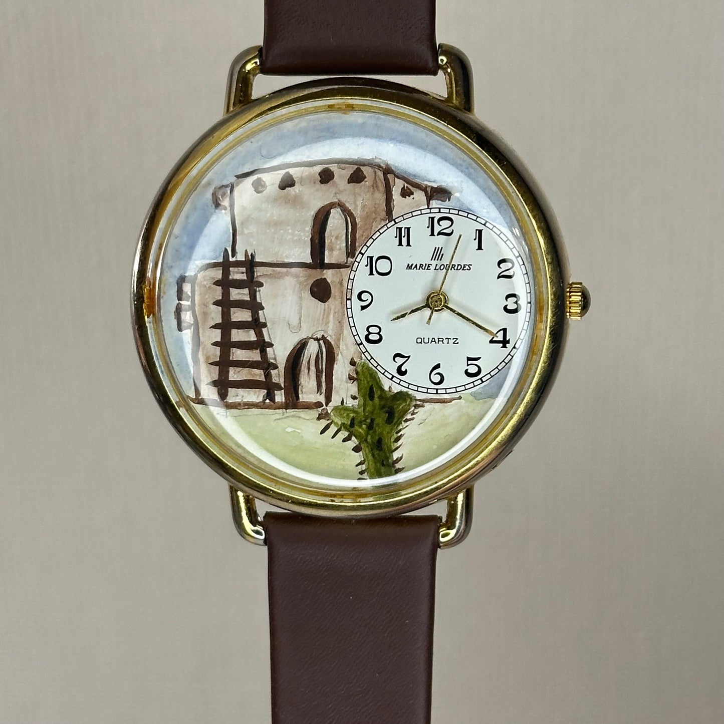 Reloj Marie Lourdes Art On U Dial artístico pintado a mano 1993 ÚNICO