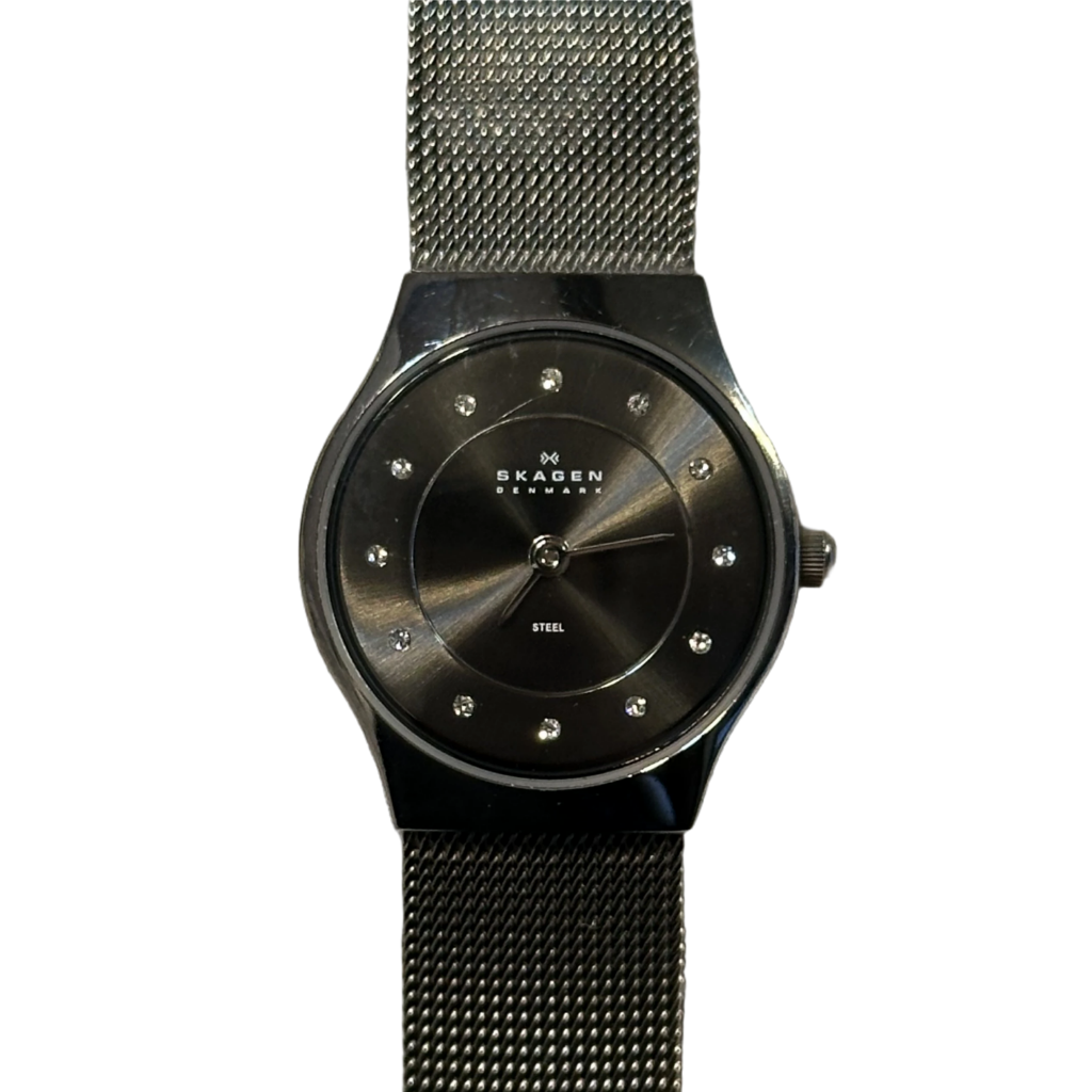 Reloj Skagen 233XSSTM Mujer Gris Antracita con Cristales y Malla Milanesa Año 2010