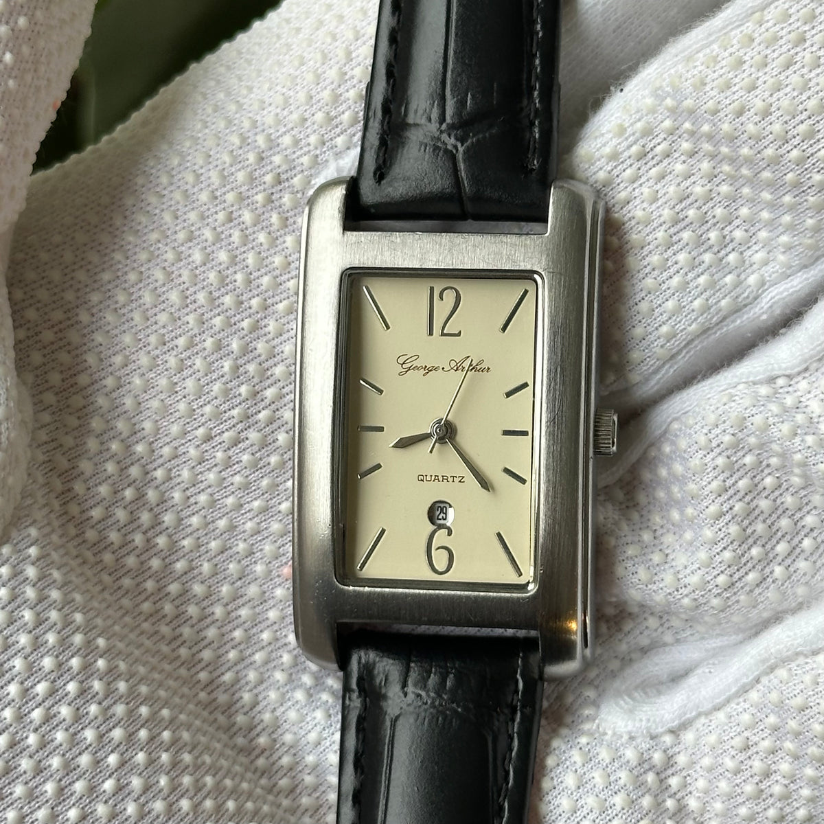 Reloj George Arthur Philadelphia Hombre Rectangular con Calendario Año 2000 Geometría Art Déco