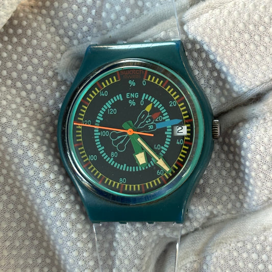 Reloj Swatch Rotor GS400 Unisex 1986 Swiss Pulsera transparente