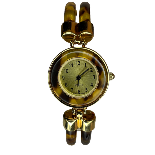 Reloj Joya Avon Dorado con Efecto Carey Año 1994 New Old Stock Impecable ESCASO — frontal sin fondo