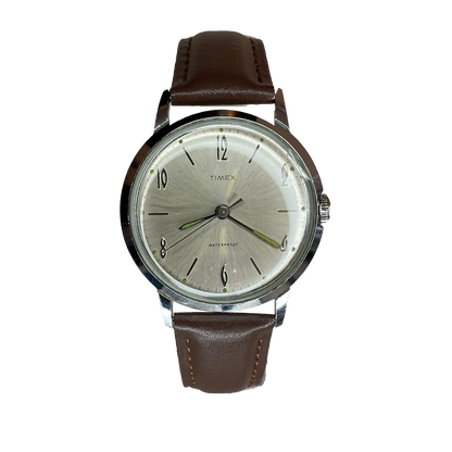 Reloj Timex Marlin Mecánico Dial Satinado Elab. en 1966 Funcionando OK MUY ESCASO — frontal sin fondo