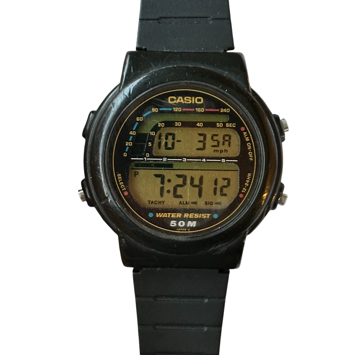 Reloj Casio TRW-20 con Taquímetro Digital Pantalla Estilo Tablero Año 1990 RARO ESCASO