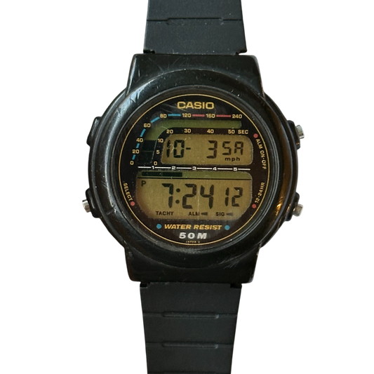 Reloj Casio TRW-20 con Taquímetro Digital Pantalla Estilo Tablero Año 1990 RARO ESCASO