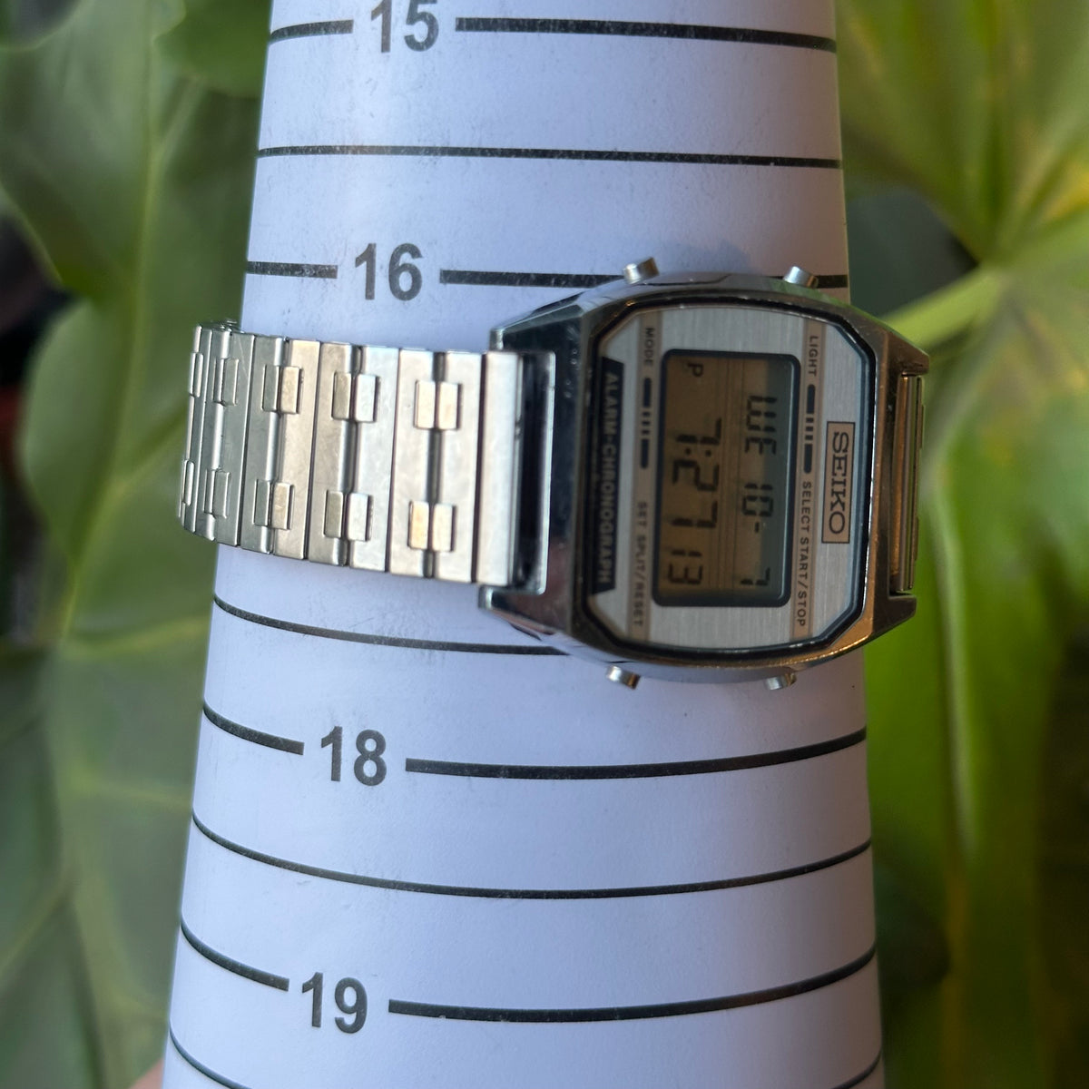 Reloj Seiko A904-5199 Digital Hombre Alarm-Chronograph Plateado Octubre de 1991 MUY ESCASO