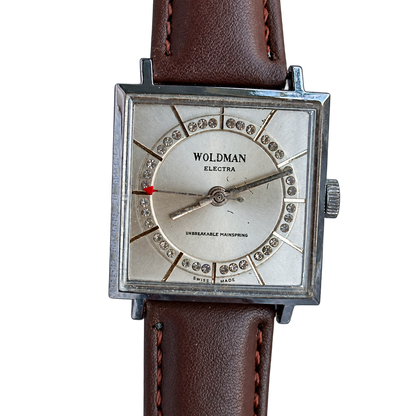 Woldman Electra rectangular suizo con segundero de flecha roja Año 1968 - imagen 1