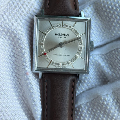 Woldman Electra rectangular suizo con segundero de flecha roja Año 1968 - imagen 3