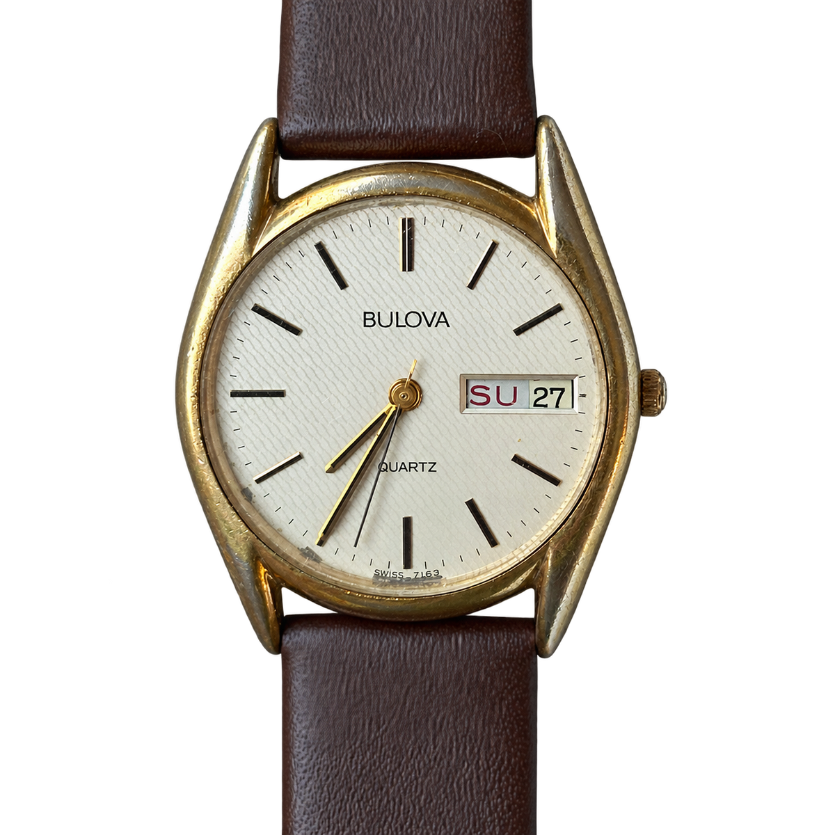 Reloj Bulova Quartz suizo de hombre, dial texturado Año 1982 - imagen 1