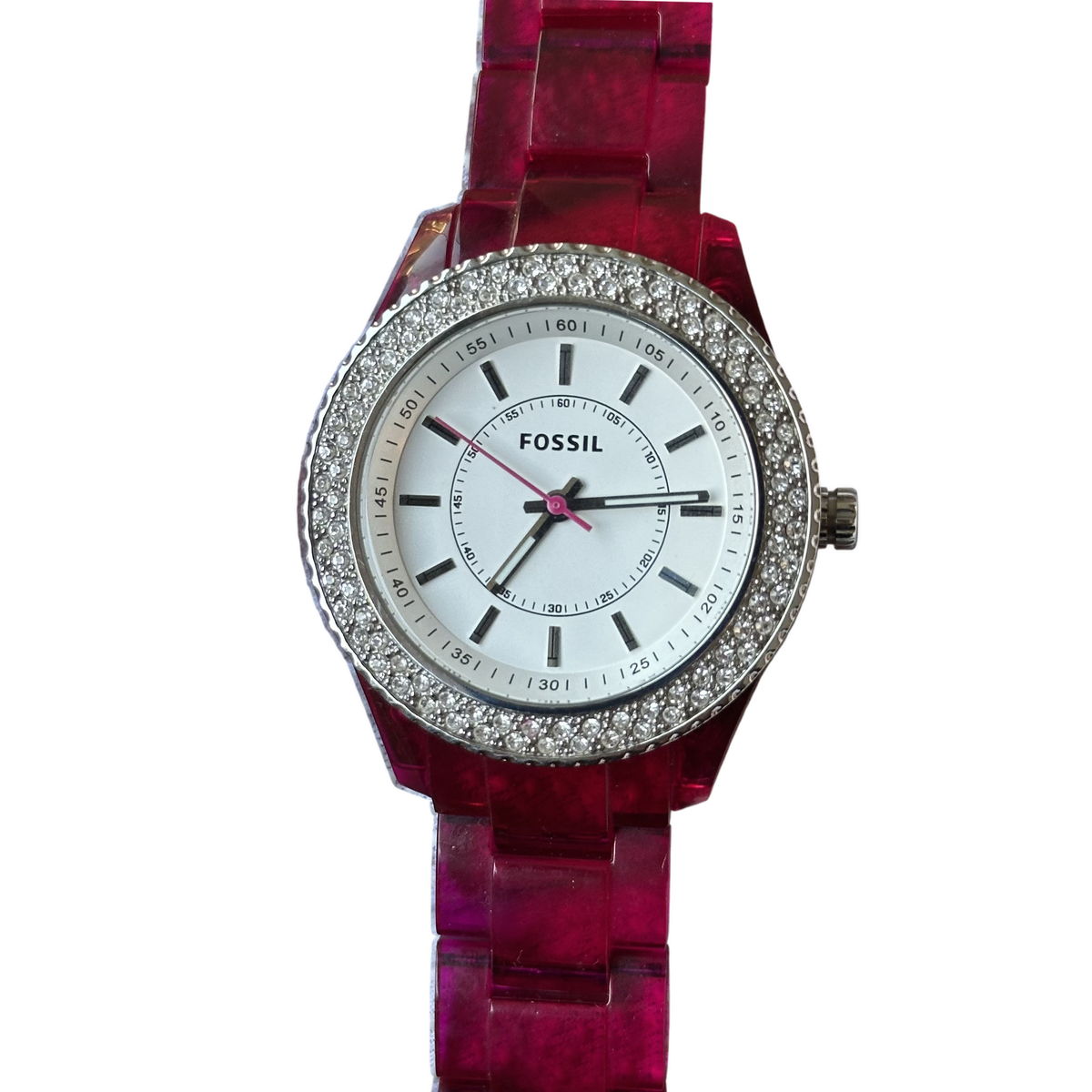 Fossil ES-2451 Fucsia Translúcido con Cristales Año 2010