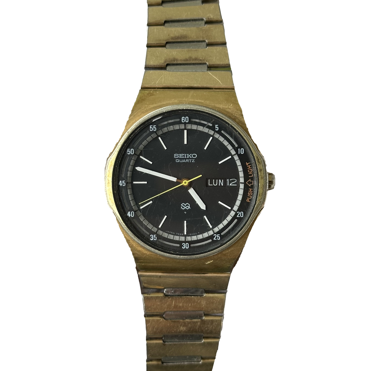 Seiko SQ 7559-6009 Hombre Negro y Dorado Junio de 1979 Favor Leer
