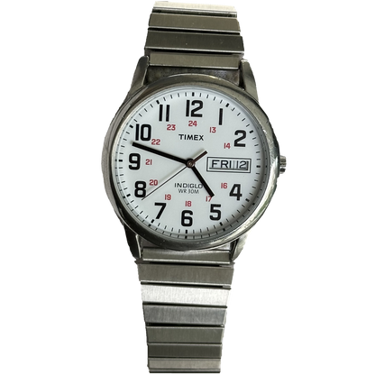 Timex Easy Reader Day-Date Hombre Agosto de 2003 Ferroviario DIAL ILUMINADO