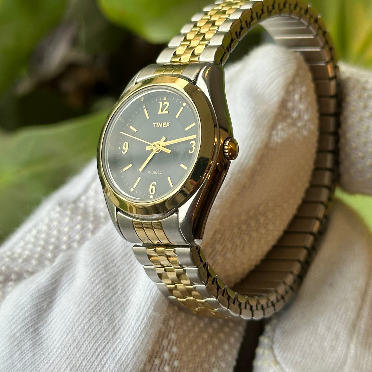 Timex Two-Tone Dial Dial Gris ILUMINADO Abril 2013 Impecable