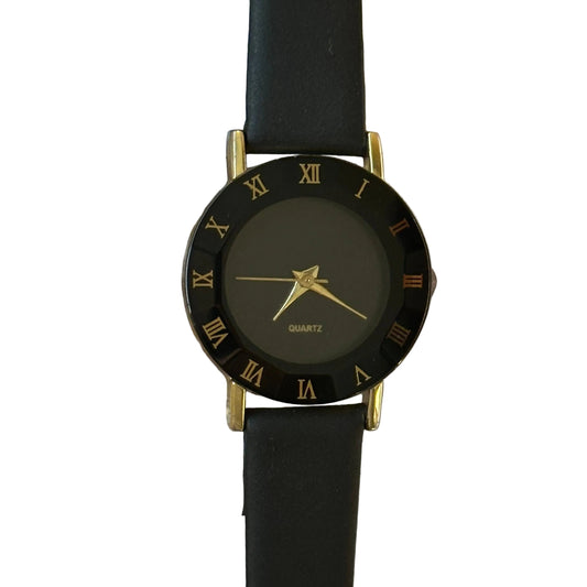 Accutime Negro Facetado y Romanos Dorados 2016 Impecable