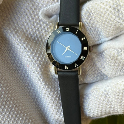 Accutime Negro Facetado y Romanos Dorados 2016 Impecable