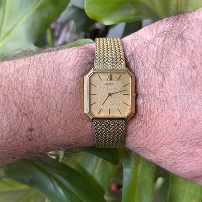 Seiko Unisex Quartz 5930-5209 Octogonal Dial mosaico Junio 1980 RARO