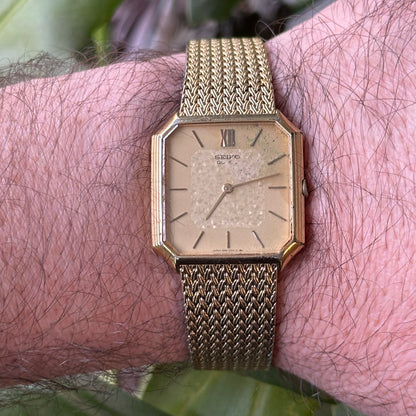 Seiko Unisex Quartz 5930-5209 Octogonal Dial mosaico Junio 1980 RARO