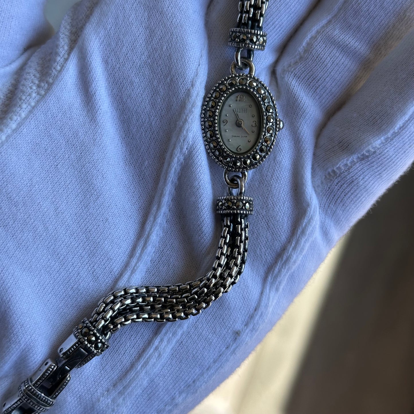 Reloj ECCLISSI Mujer Años 2000 Reloj y Pulsera de Plata Maciza Art Deco