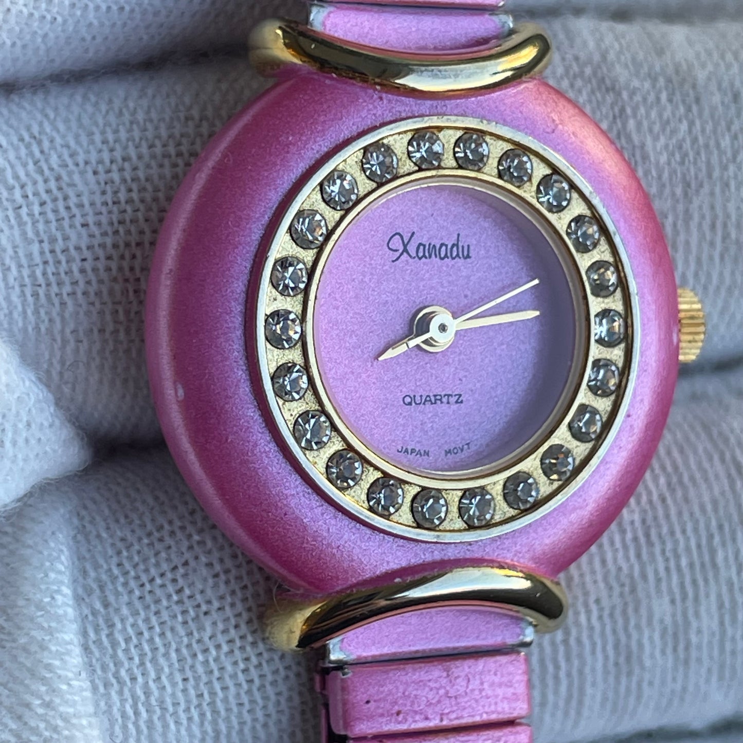 Reloj XANADU Mujer Año 2000 Rosa Cristales Expandible Y2K