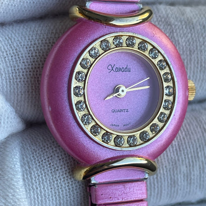 Reloj XANADU Mujer Año 2000 Rosa Cristales Expandible Y2K