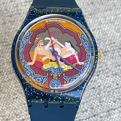 Reloj Swatch Gent Kama Sutra 1993 Azul Glitter MUY ESCASO