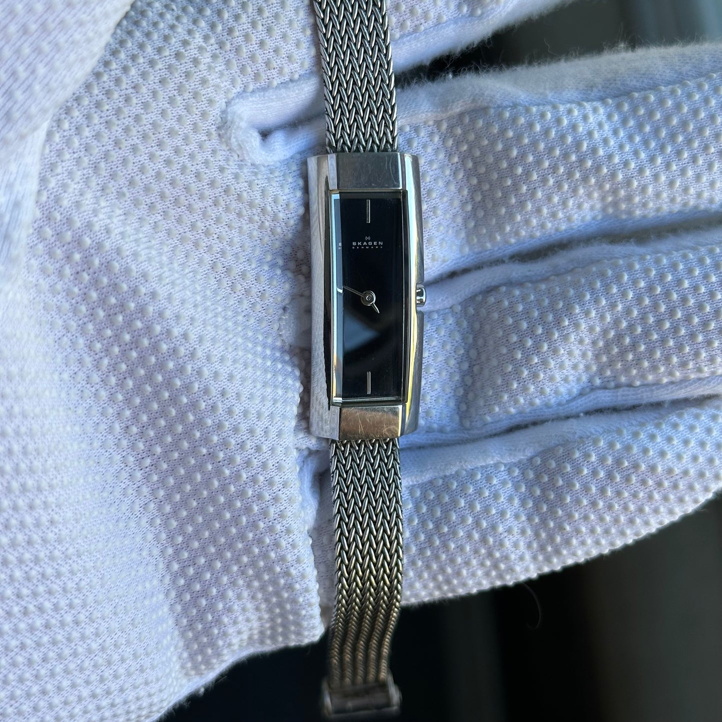 Reloj Skagen Denmark  Mujer Años 2000 Rectangular Malla Acero