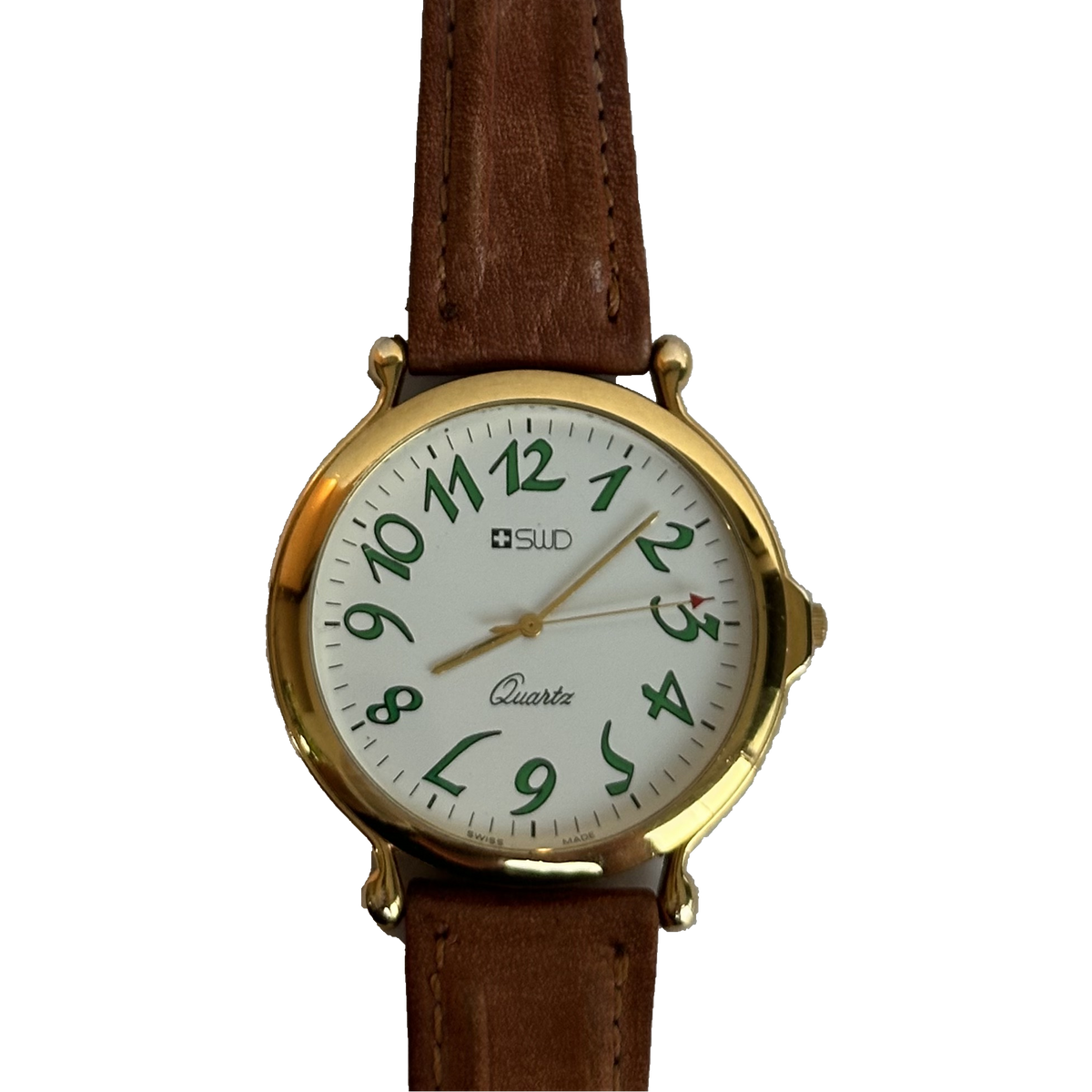 SWD Unisex Swiss Made Números Verdes y Pulsera Original Año 1996 — portada sin fondo