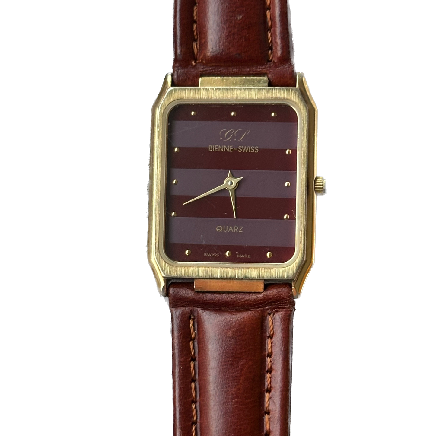 Reloj CG Bienne Swiss Mujer Cuarzo Años 90 Burdeos Pulsera Original