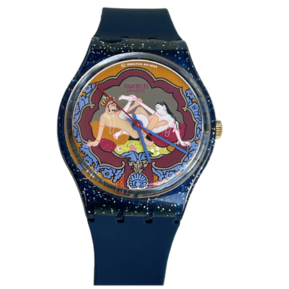 Reloj Swatch Gent Kama Sutra 1993 Azul Glitter MUY ESCASO