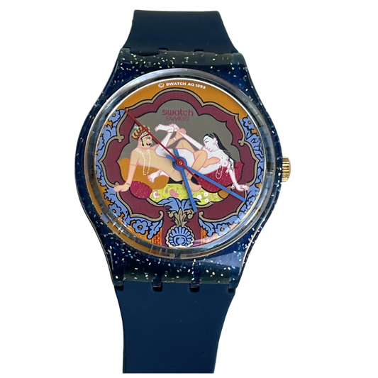 Reloj Swatch Gent Kama Sutra 1993 Azul Glitter MUY ESCASO
