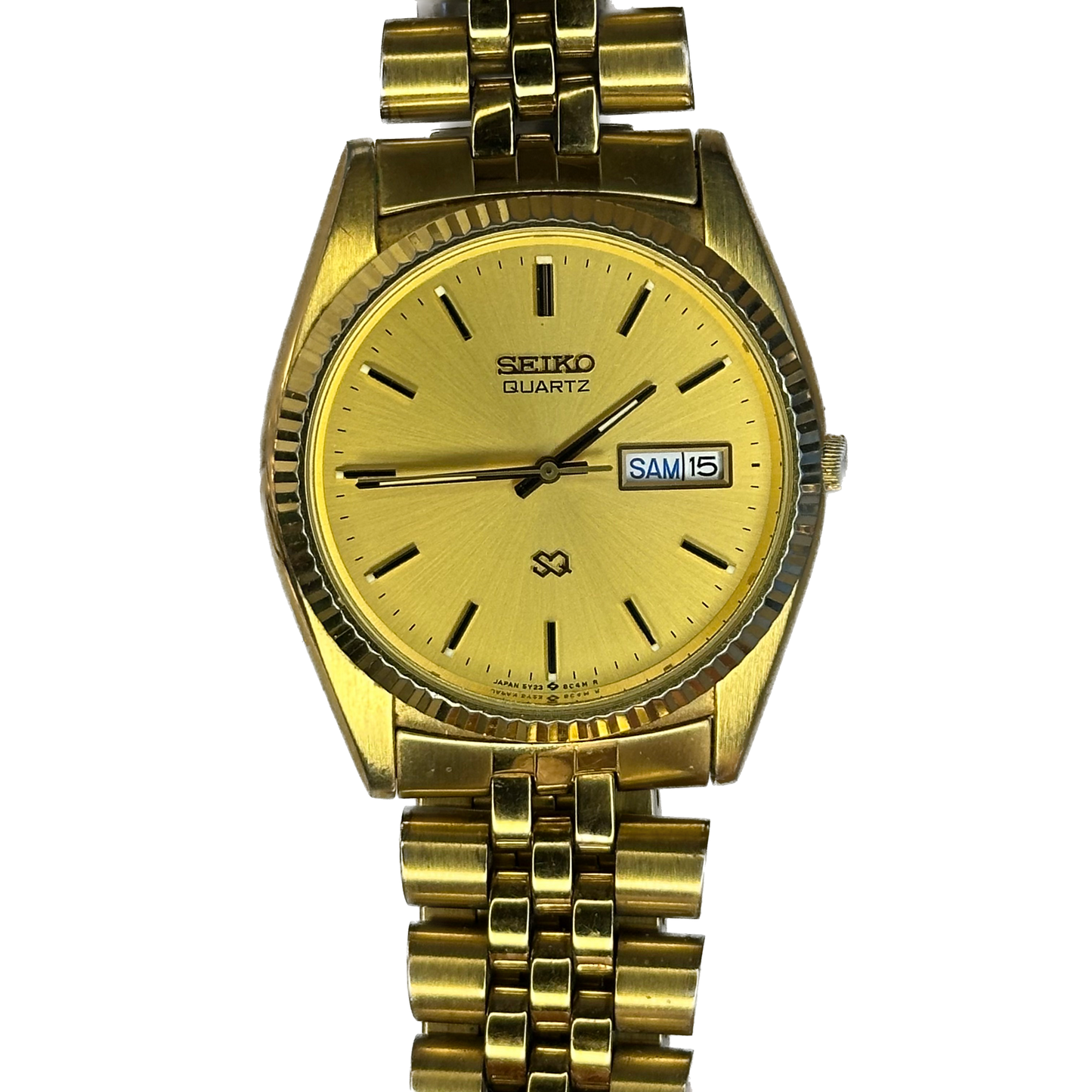 Reloj Seiko Quartz Años 90´s Hombre SQ 5Y23A  dorado calendario inglés-francés IMPECABLE