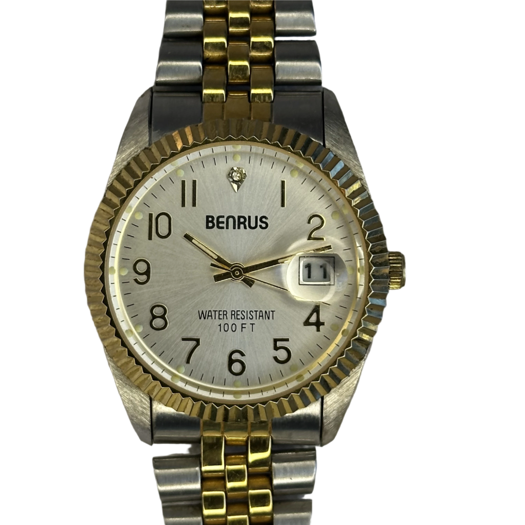 Reloj Benrus BN536 Hombre TwoTone 1992 Bisel Estriado 36 mm