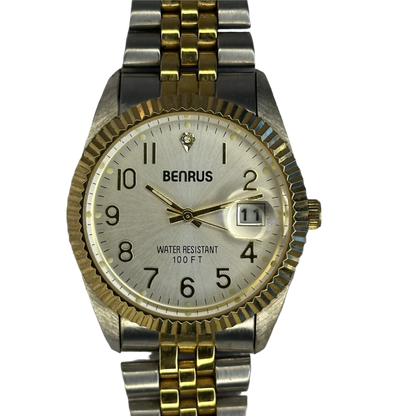 Reloj Benrus BN536 Hombre TwoTone 1992 Bisel Estriado 36 mm