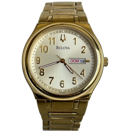 Reloj Bulova Hombre Dorado Day-Date 2008 Clásico Impecable único