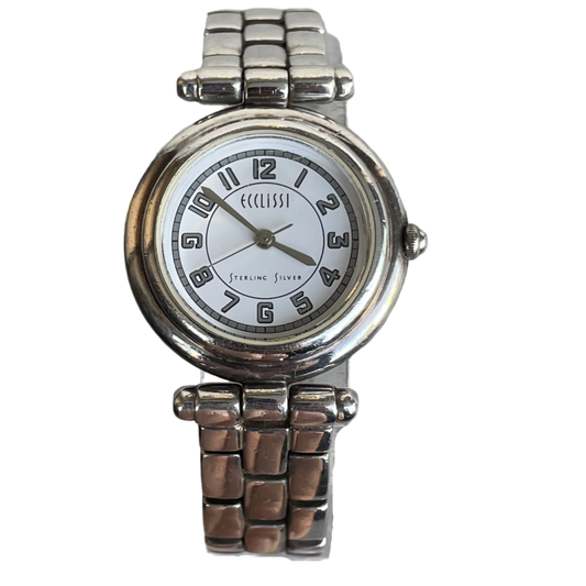 Reloj Ecclissi Mujer Plata 33mm pulsera bloques de plata 2000s ÚNICO