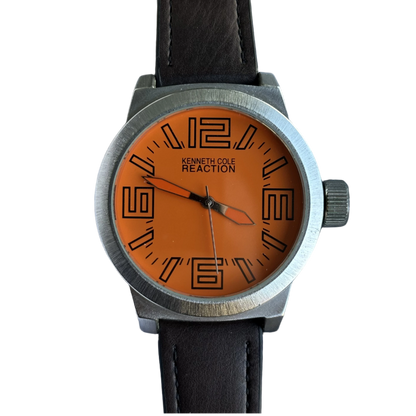 Reloj Kenneth Cole Hombre 2010s Naranja Oversize Acero RARO