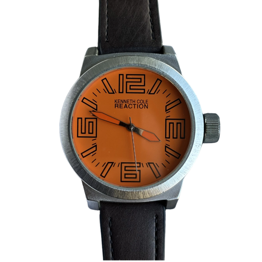 Reloj Kenneth Cole Hombre 2010s Naranja Oversize Acero RARO