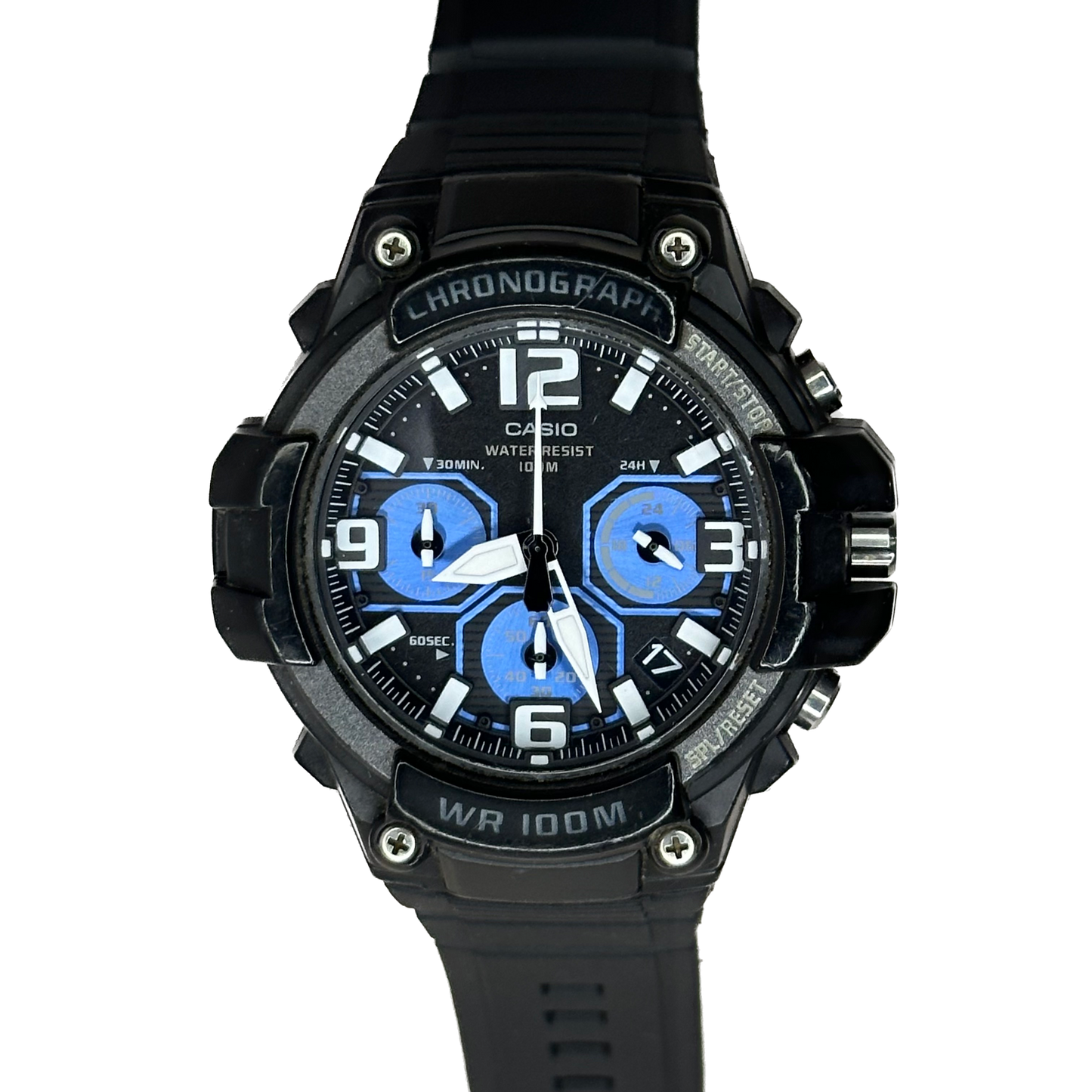 Reloj Casio MCW-100H-1A2 Cronógrafo Racing Dial Azul Año 2011