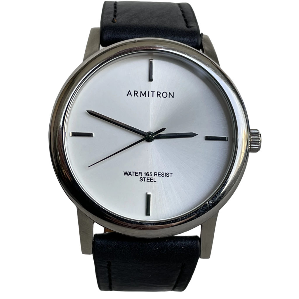 Armitron Minimalista Acero 2010s Hombre Impecable Dial Mármol