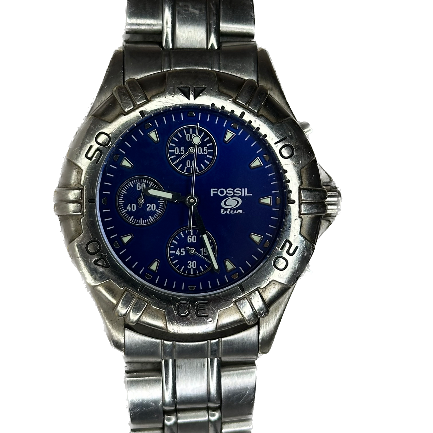 Reloj Fossil CH-2211 Cronógrafo 1995 | 40 mm | Brazalete Original ELECTRIC BLUE