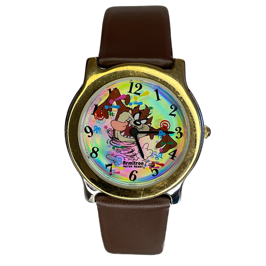 Reloj Armitron Looney Tunes Classic Collection Demonio de Tasmania Segundero de disco 1997 ÚNICO