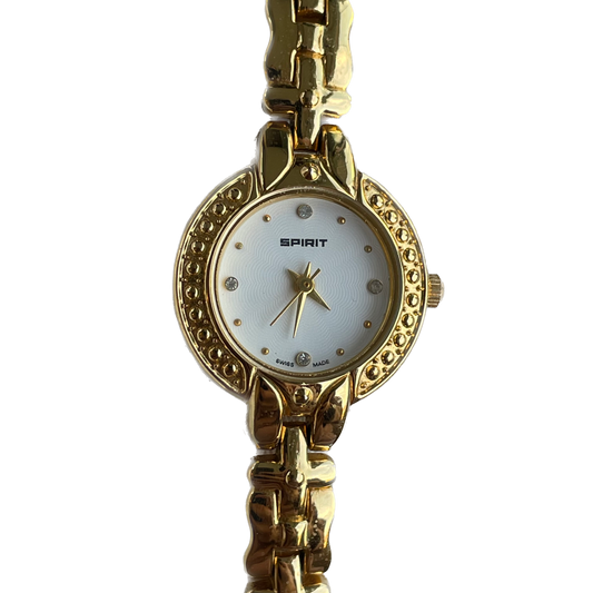 Reloj Joya Spirit Mujer Swiss Made Dorado 90´s Guilloché Radial